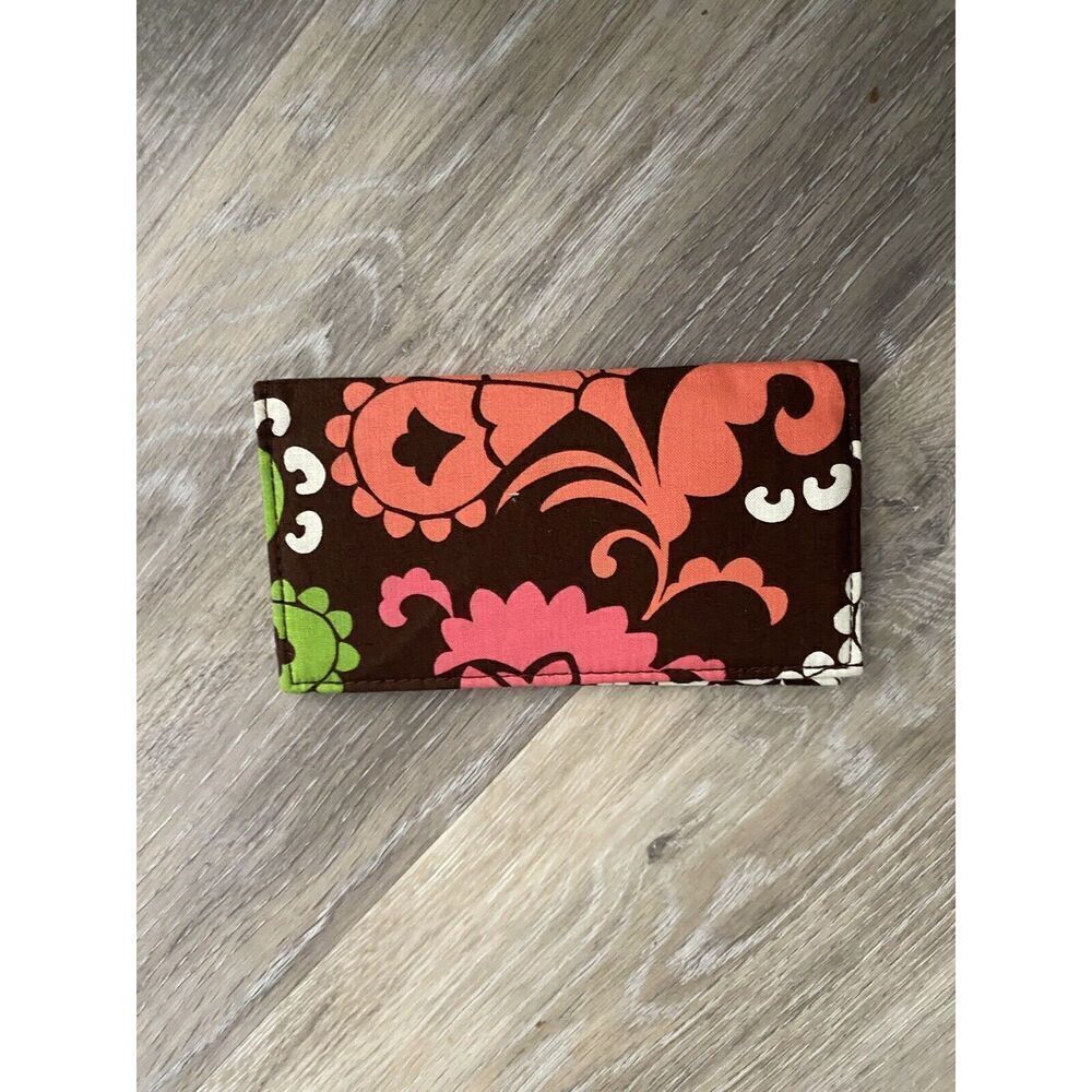 Vera Bradley LOLA Checkbook Holder : Pink Brown Green Floral Print - Picture 3 of 5